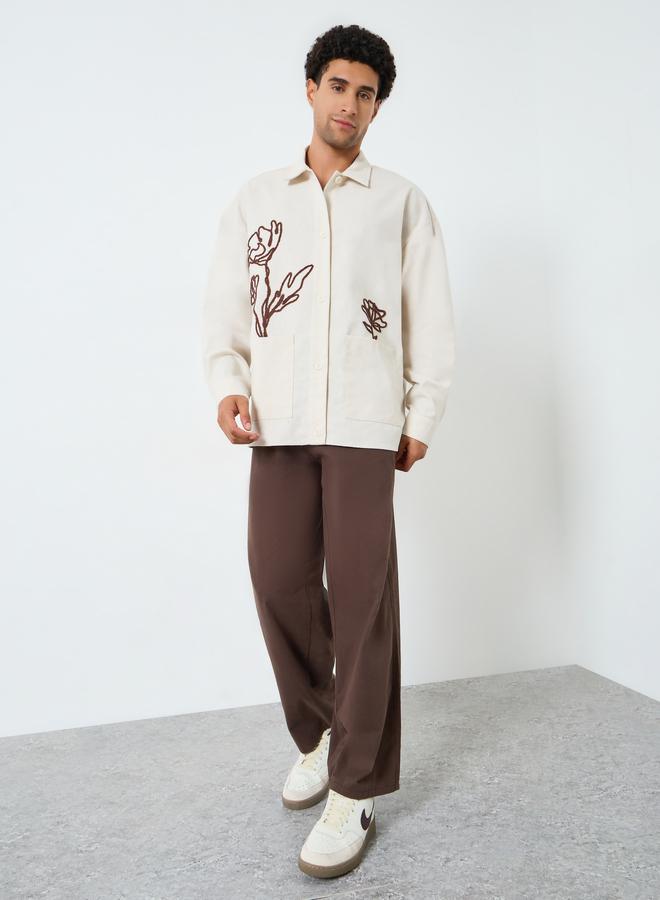 ستايلي جاكيت قميص مطرز بجيوب - Image 2